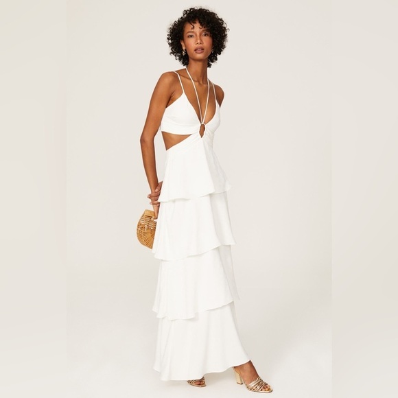 NEW w/TAGS REVOLVE LINE & DOT White Sonia Tiered Maxi Dress Size Large - Picture 4 of 13